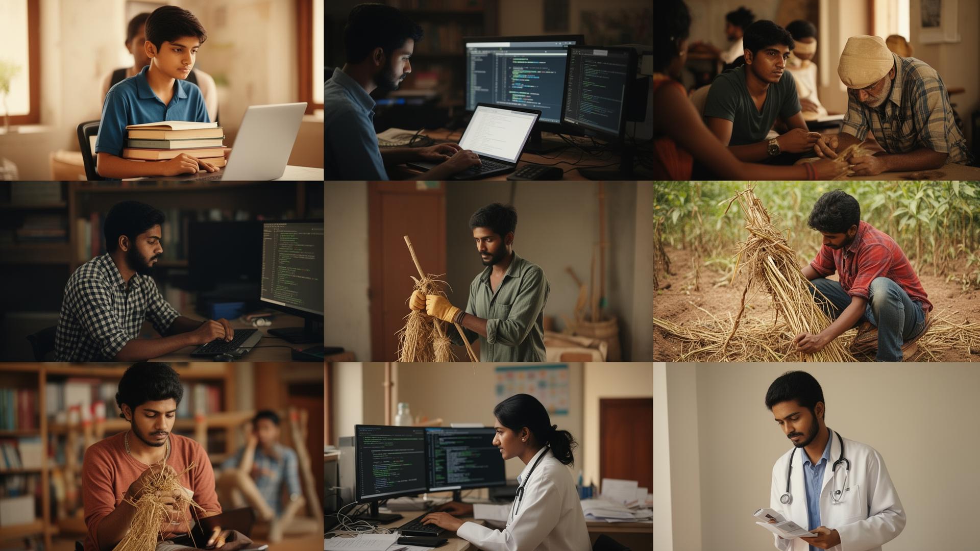 Young Indians from different walks of life — students, coders, craftsmen, farmers, doctors